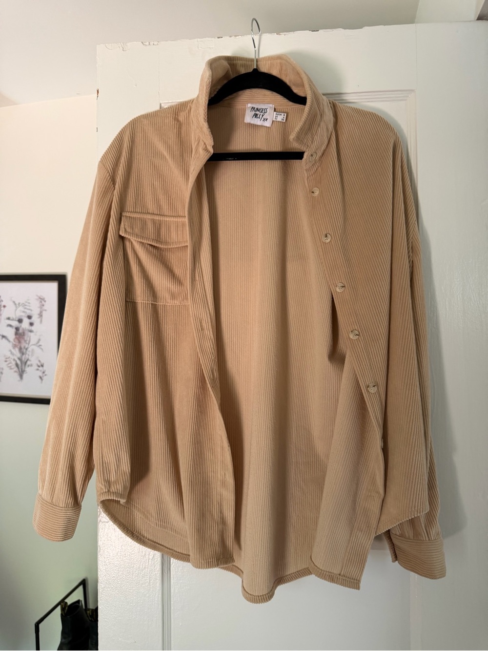 Princess Polly Beige Corduroy Button-Up Shirt (Rylan Shirt in Beige)